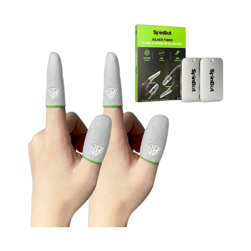 SpinBot Silver Fiber Thumb & Finger Sleeves 2 Pair - Image 1