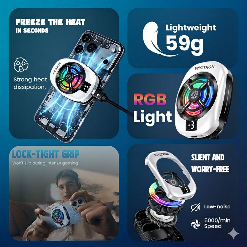 Wyltron Gaming Mobile Semiconductor Cooling Fan with RGB Light - Image 5