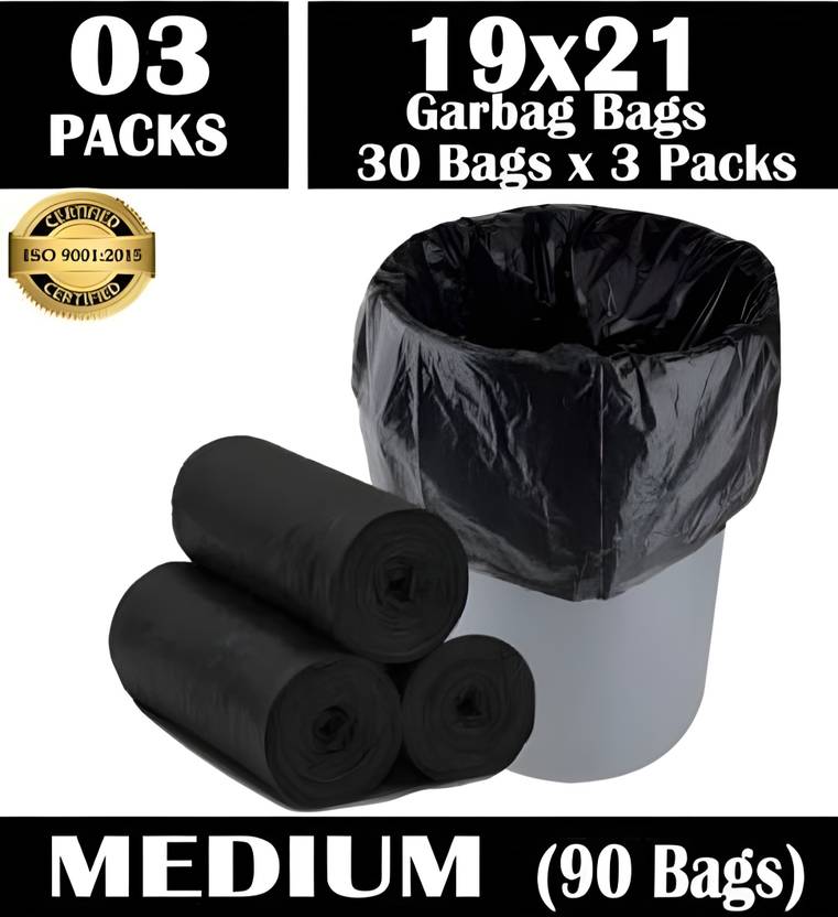 PBI Biodegradable Black Garbage Bag(pack of 90bags) Medium 11 L Garbage Bag Pack Of 90