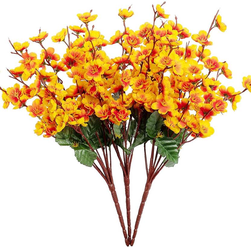SHREYA-FASHION Artificial Cherry Blossom with Plastic Bag (YELLOW) - 3 Piece SILK Garland
