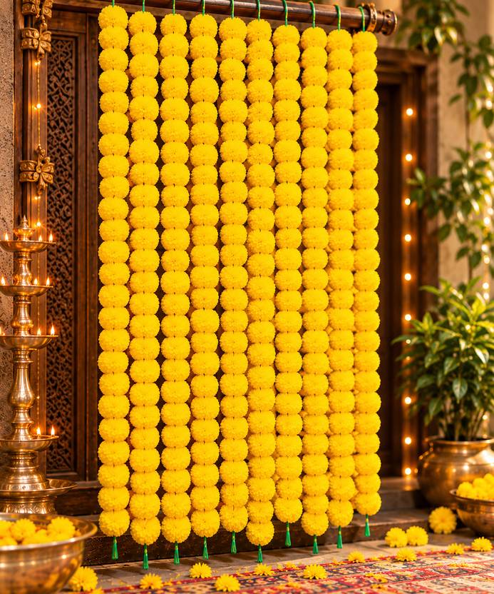 MERAKI yellow flower mala synthetic material, polyster, plastic Garland