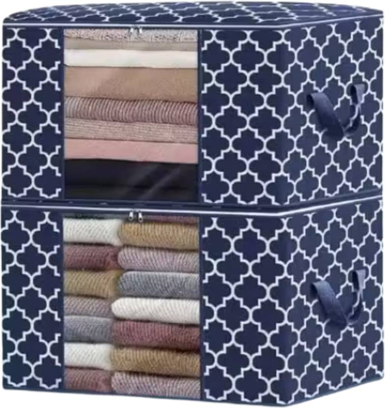 STORAZE Elegant Print Storage Series HomeNest Foldable Clothes & Blanket Storage Box CLOTH COVER PACK OF 2