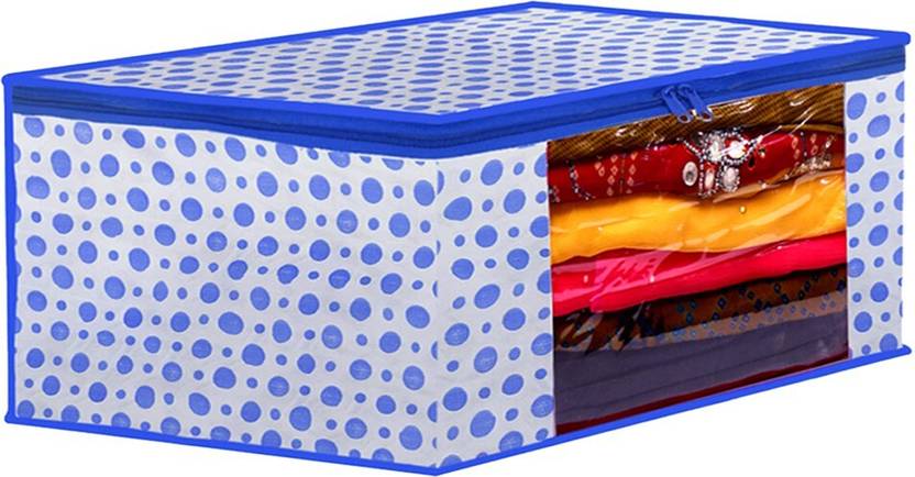 Ankit International Garment Cover Dot Printed Foldable, Non-Woven Saree Cover/Organizer With Transparent Window BB_01