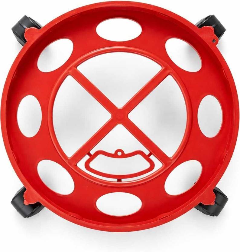 Red, Pack of 1 MODNOOK Plastic Gas Cylinder Trolley with Wheels Durable LPG Cylinder Moving Stand Gas Cylinder Trolley