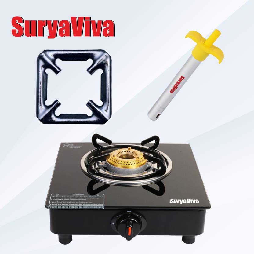 SURYAVIVA Single Burner Photon {Lighter+ps ring)Bk Gas Stove(Manual ...