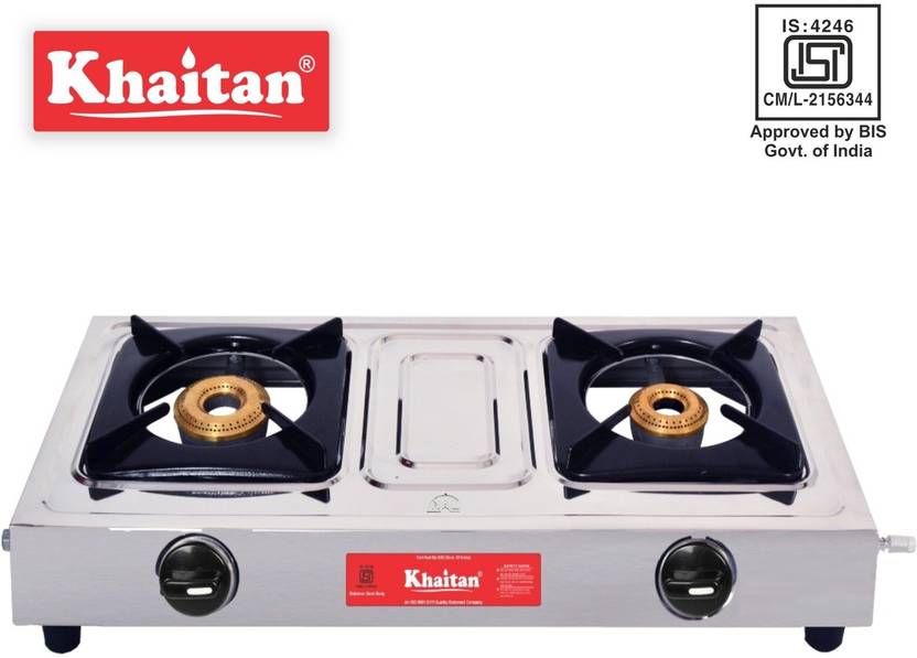 Khaitan 2 Burner Classic Stainless Steel Manual Gas Stove Price in
