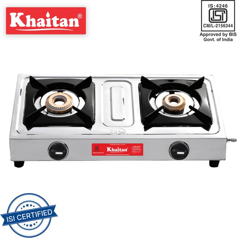 Khaitan 2 Burner Classic Stainless Steel Manual Gas Stove Price in