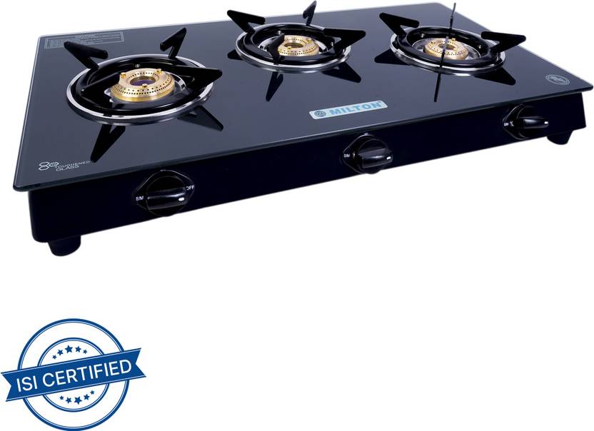 MILTON Premium Black Glass Manual Gas Stove Price in India Buy MILTON