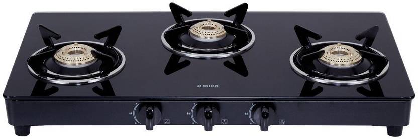 Elica 703 CT VETRO BLK Glass Manual Gas Stove