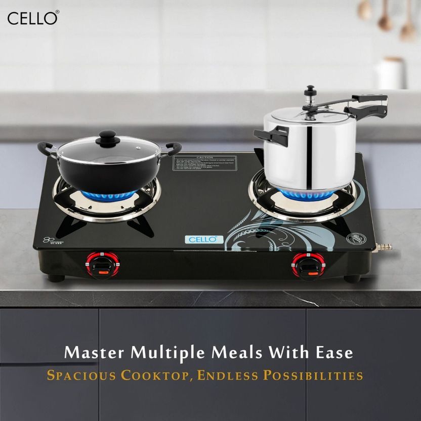CELLO सेलो Crowne 2 Burner Black Gas Cooktop,Toughened Glass, ISI...more - Image 11