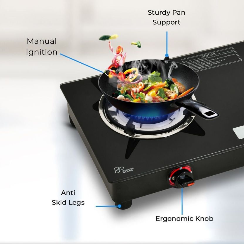 CELLO सेलो Crowne 2 Burner Black Gas Cooktop,Toughened Glass, ISI...more - Image 10