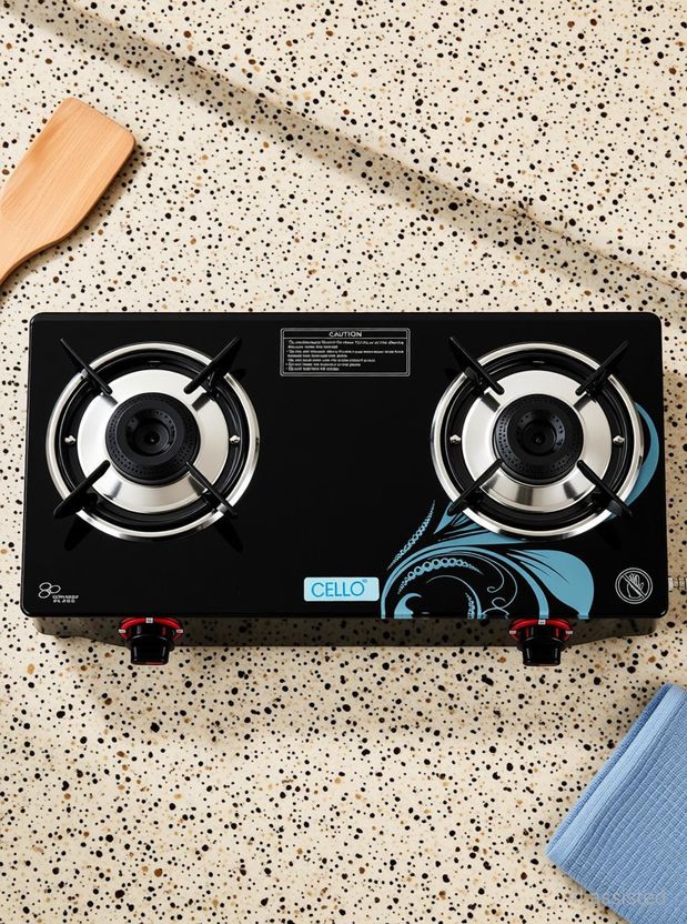 CELLO सेलो Crowne 2 Burner Black Gas Cooktop,Toughened Glass, ISI...more - Image 5