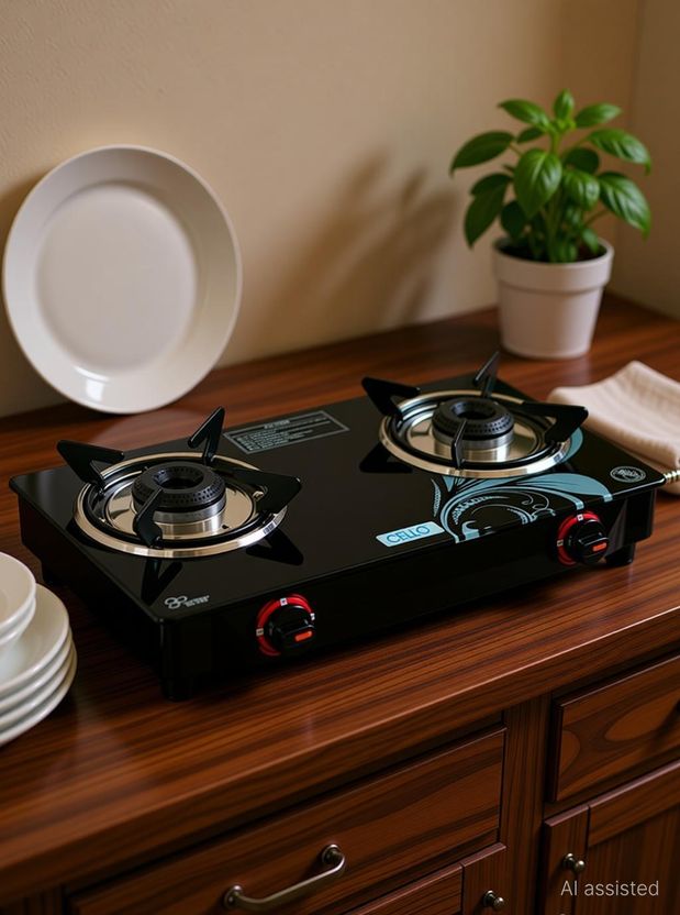 CELLO सेलो Crowne 2 Burner Black Gas Cooktop,Toughened Glass, ISI...more - Image 4