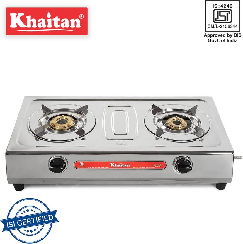 Khaitan 2 Burner VS2 Smart Stainless Steel Manual Gas Stove Price in