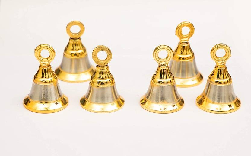 SKSM METALS Metal 2 inch Decorative chritsmas silver jingle pooja bell for home temple decor Brass Pooja Bell