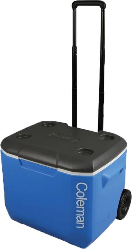 COLEMAN 60QT Wheeled Ice Box 56L, large cooler box with 2 wheels and handle, holds ice for up to 4 days,blue