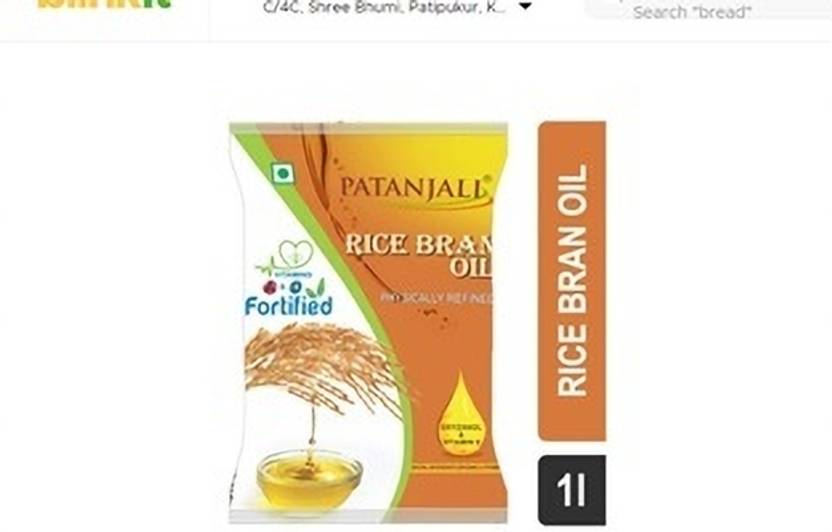 PATANJALI Fortified Rice Bran Oil 1 L Pouch Price in India Buy