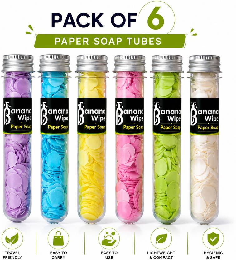 Banana Wipe Amazing Travel Handy Paper Soap Pack 6