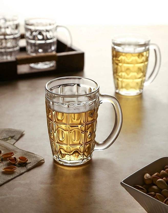 AHTUW Executive Beer with Handle Glasses for Beer, Juice Scratch Resistant Glass Beer Mug