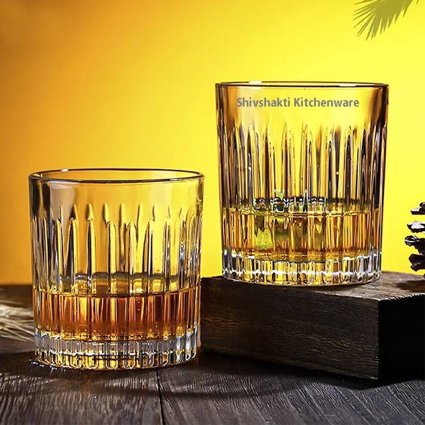 Shivshakti Kitchenware (Pack of 2) Crystal Whiskey Glasses 300 ml for