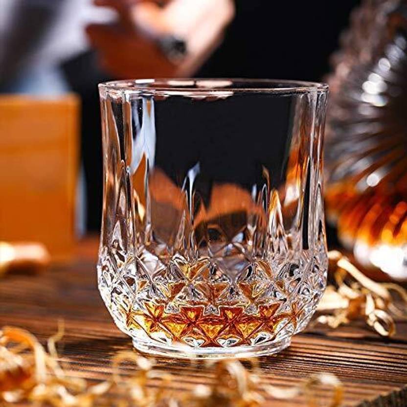 PrimeWorld (Pack of 6) Crystal Whiskey Glasses for Drinking Bourbon, Whisky, Scotch, Cocktails Glass Set Whisky Glass
