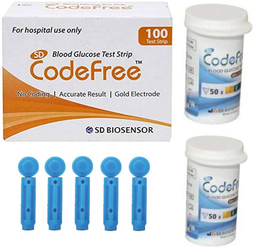 STANDARD Sterile Round Blood Glucose Needle + SD Codefree Strips
