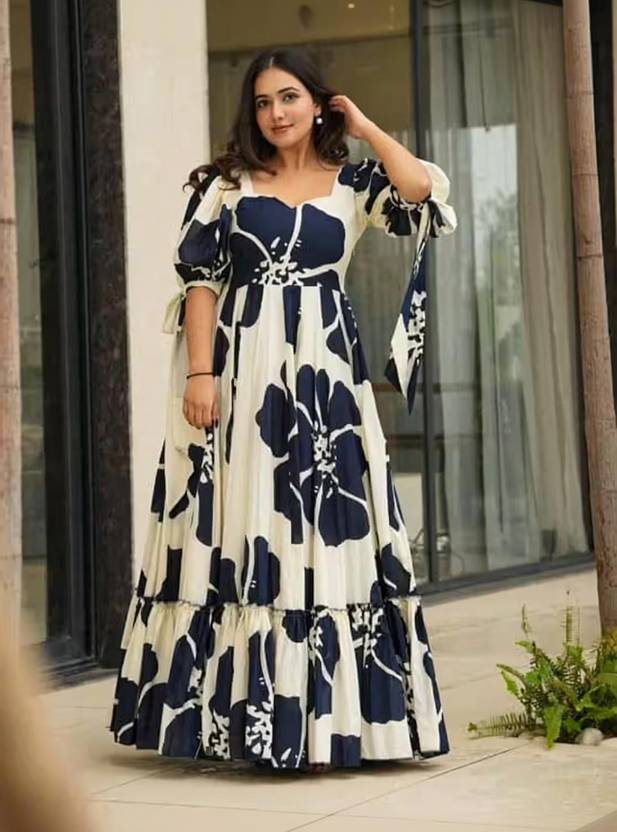 LAHER FASHION Printed Rayon Blend Stitched Anarkali Gown