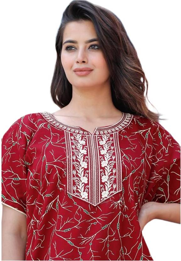 Maheshwari boutique Floral Print Pure Cotton Stitched Straight Gown