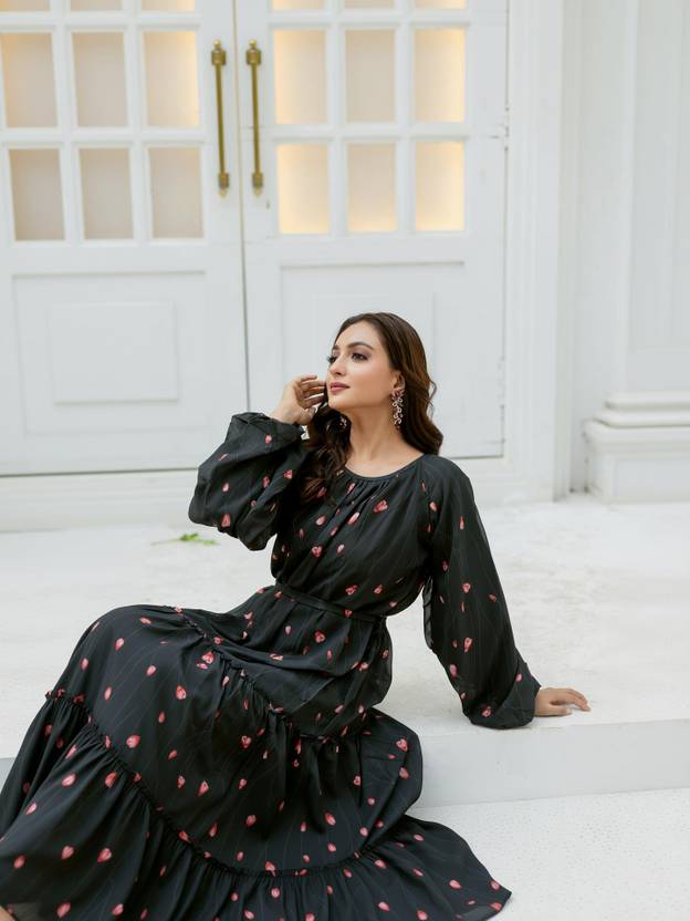 SARINKU Georgette Stitched Anarkali Gown