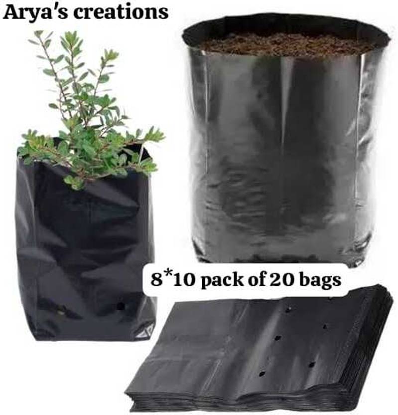 ARYASFASHION 08x10 Nursery Bags Pack of 20 plastic Poly Grow Bag