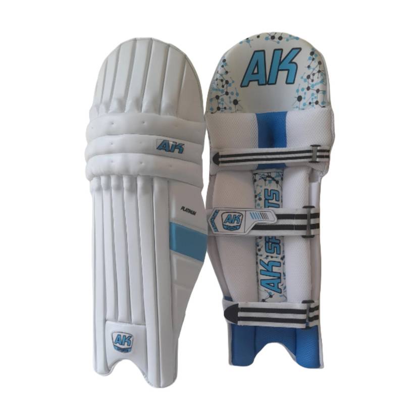 Aksports AK Batting Legguard/Pad PLATINUM SKY WHITE Men's 27 Inch (Right Hand Batsman) Cricket Guard Combo
