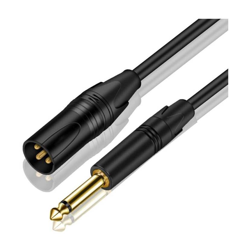 AMG Music XLR male to 6.35mm cable TS Jack Microphone Cable for Speakers, Sound Consoles Straight TS Patch Cable