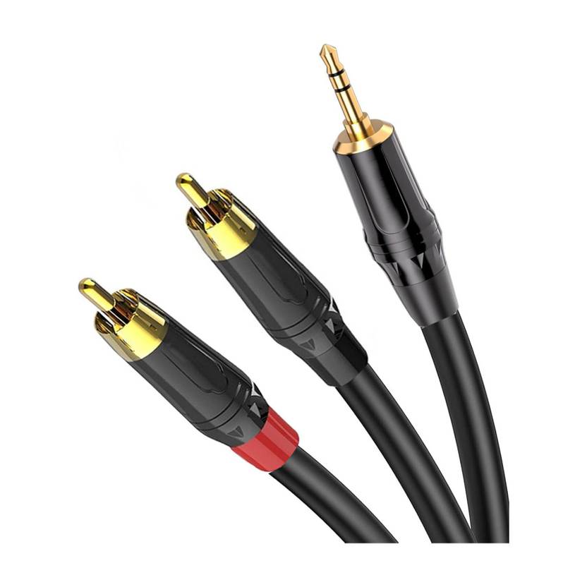AMG Music 2 RCA Male to 3.5mm Jack Stereo Audio Cable for Amplifier Speaker TV DVD Player Straight XLR Patch Cable