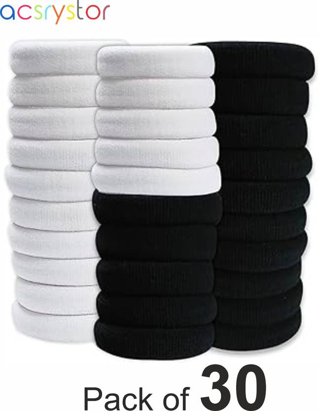 acsrystor 30 Pcs Black and White Rubber Band for Women and Girls/ Soft and Elastic Rubber Band