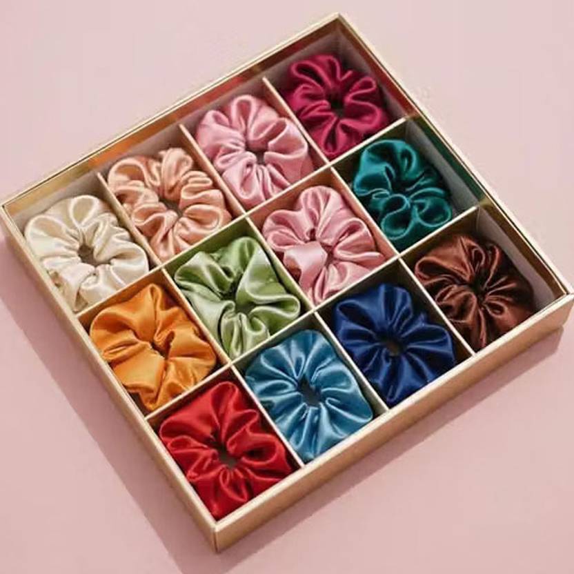 Aviora Satin Scrunchie Silky Hair Tie for Women Girls Office Wear C87 Hair Accessory Set