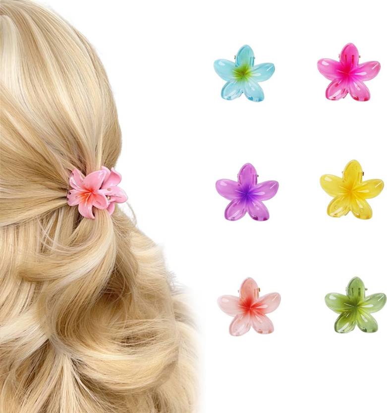 Anna Stella 1Pcs Korean Floral Hair Claw for Women, Large Multicolor Flower Claw Clips Hair Claw
