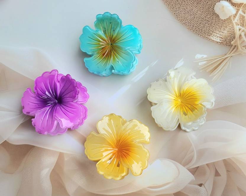 Glitchez Premium Quality Flower Style Hair Clutcher for Elegant Look |Pack of 4| Hair Claw