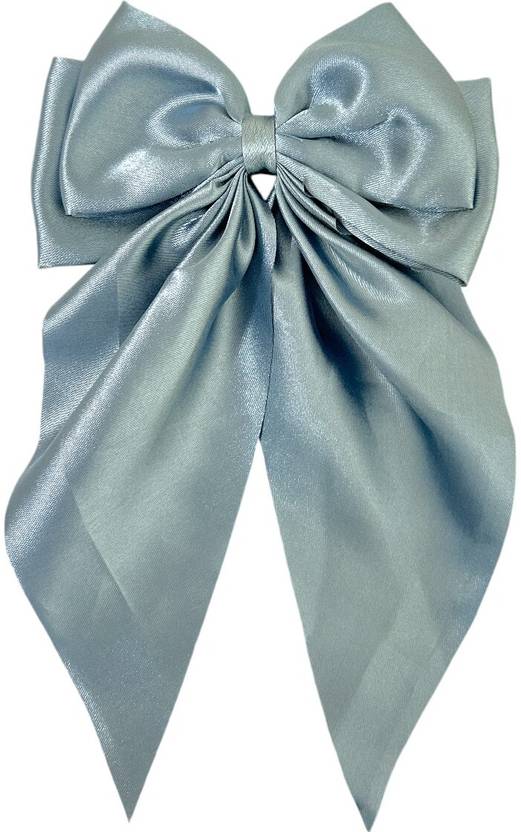 AccessHer Access her Soft Silver Silk Hair Clip with Bow Design for Girls, Pack of 1 Hair Pin