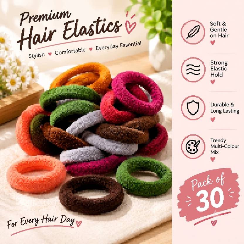 ethnic elegance Hair rubber band pack of 30 piece multi color Rubber Band