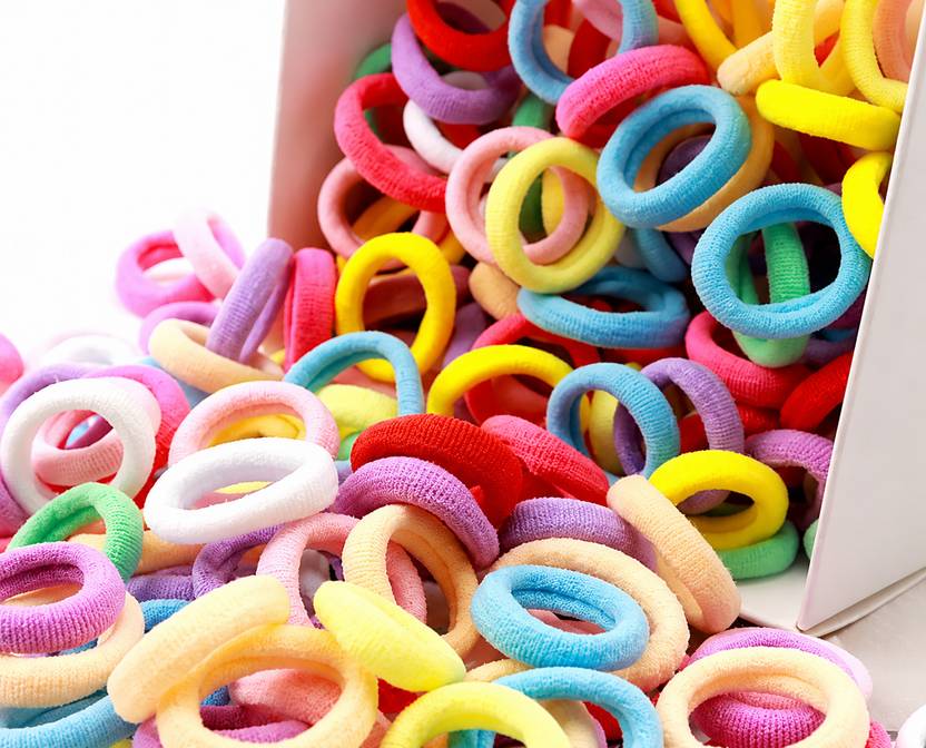 Hairzovia 100 Pcs Mini Soft Elastic Hair Rubber Bands for Baby Girls & Kids (Multicolour) Rubber Band