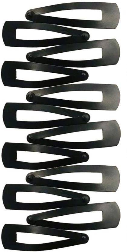 Glitchez Glossy Black Metal Tic Tac Hair Clips For Women-Pack Of 12 Tic Tac Clip