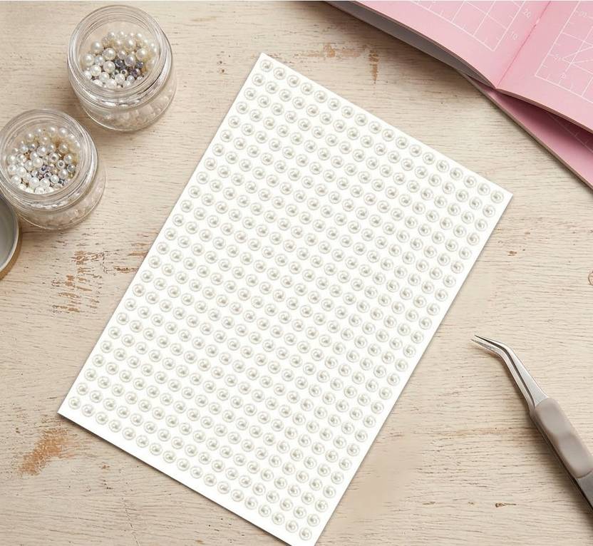 Bawree 243Pcs Rhinestones White Pearl Nose Pin Hair Tattoo/Sticker
