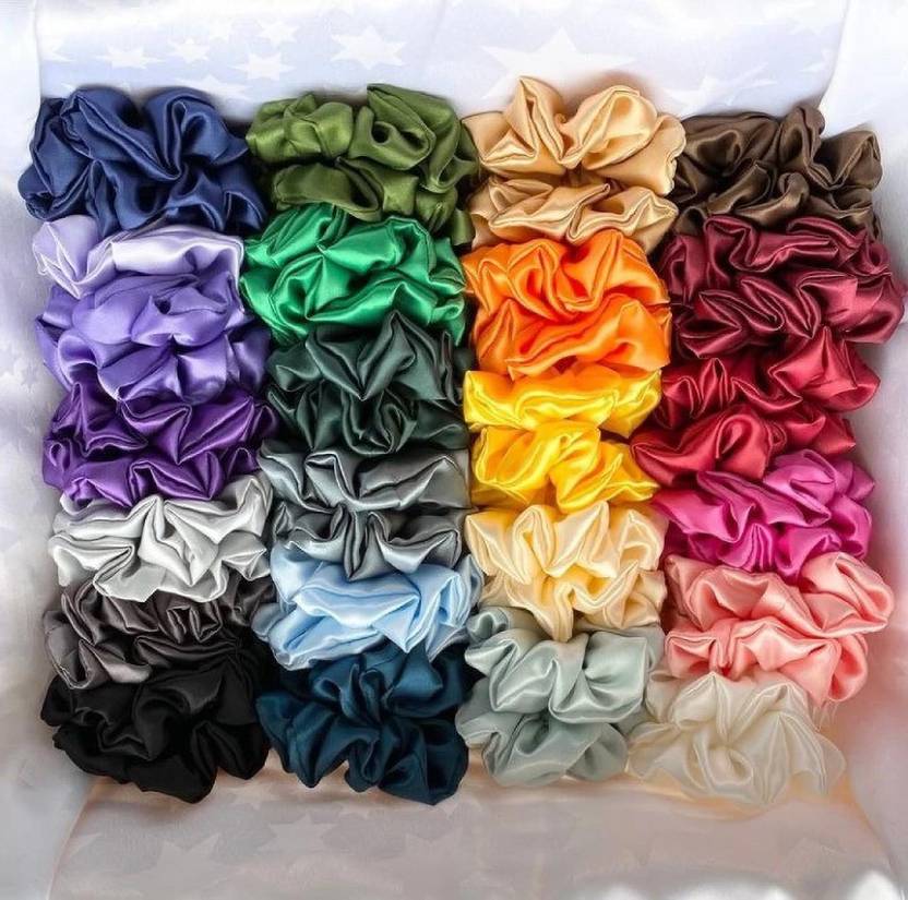 ZESCA STYLO 24Pcs Big Luxury Satin Scrunchies Pastel colors, AntiHair