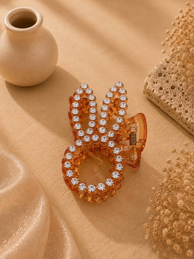 hautehandles Orange Rhinestone Hair Claw Clip for Women Hair Claw