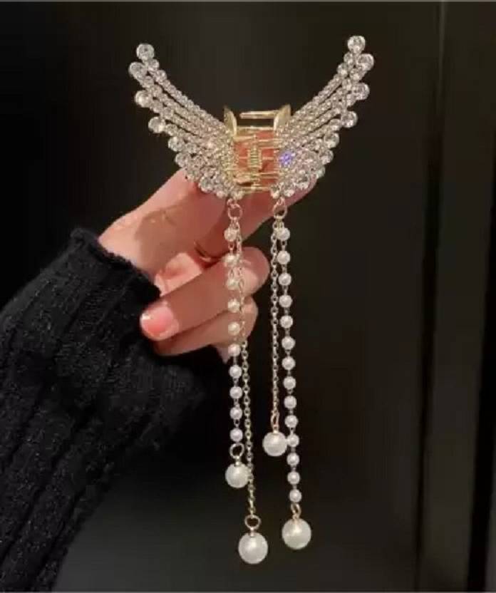Blubby Pearl Tassel Butterfly Hair Claw Clip Clutcher Korean Style Wedding Accessories Hair Claw