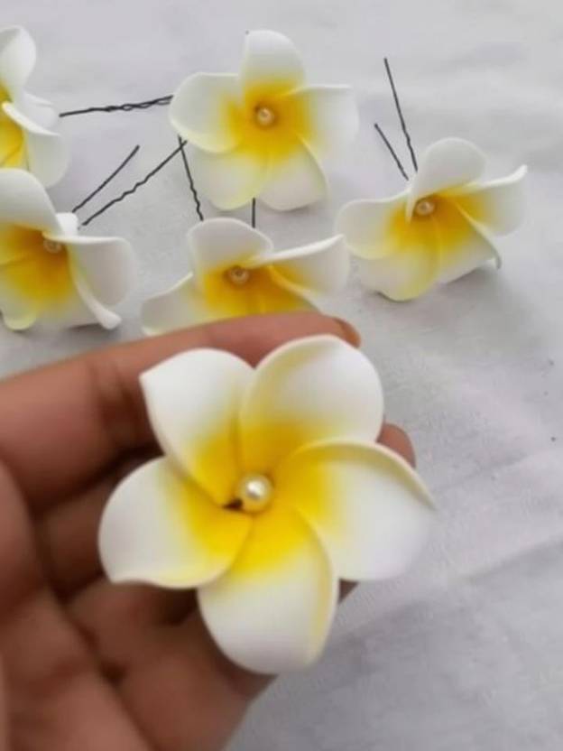 BengCraft White Fabric Design Hair Pin for Haldi Caremoney Hair Pin