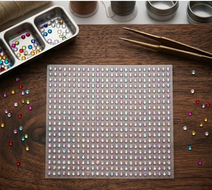 Bawree 216Pcs Rainbow Gem Stone Sticker Fake Nose Pin Hair Tattoo/Sticker