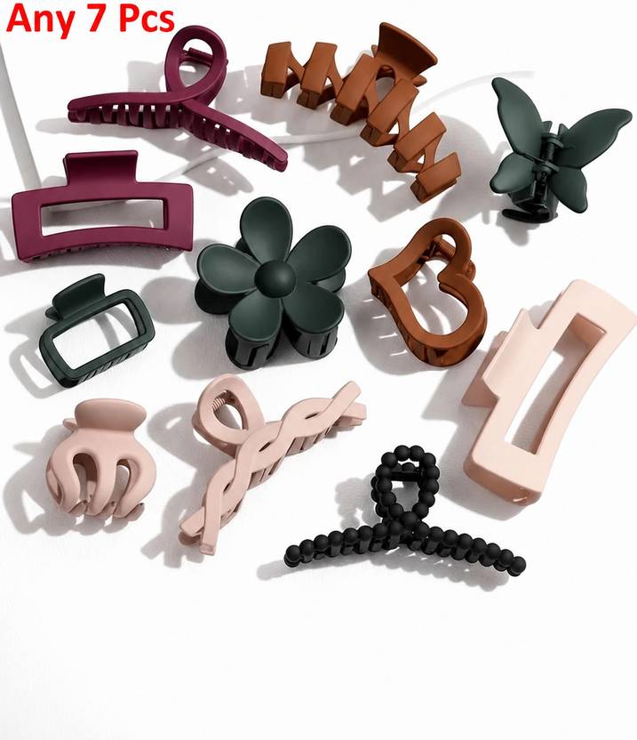 VANYALIFESTYLE Pack of 7pc Matte Hair Claw Clip Clutcher Accessories For Women & Girls Hair Claw