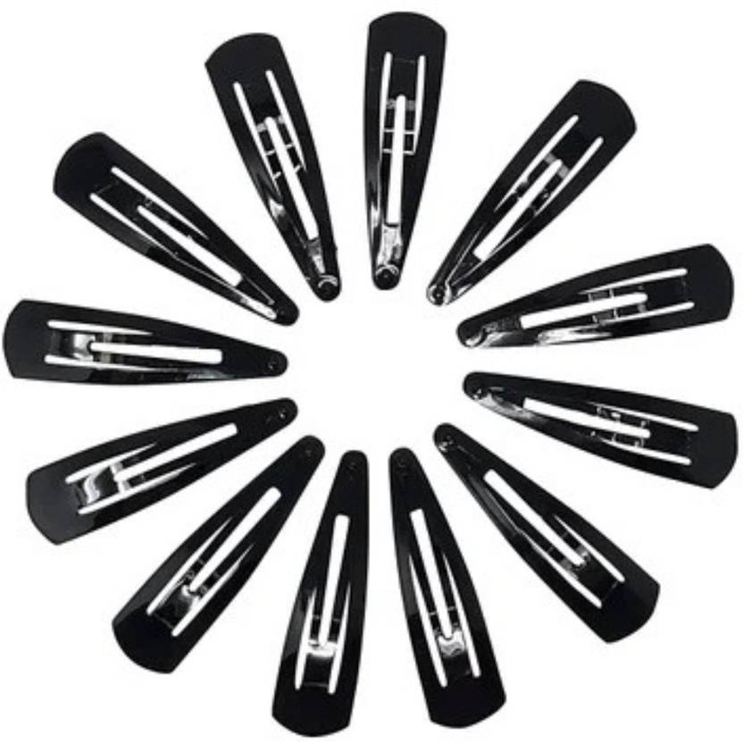 Blubby Black Metal Tic Tac Hair Pins for Women Girls Pack of 12 Pieces Hair Clip