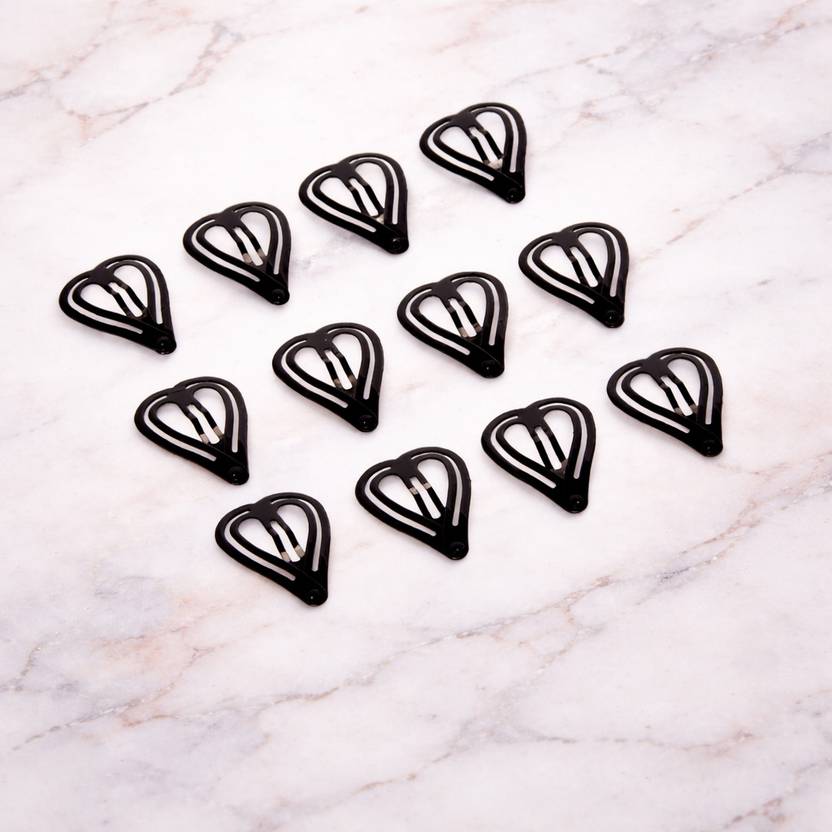 SZN Heart Shape Black Tic-Tac Hair Pin Clip | Everyday Hair Accessory for Girls Tic Tac Clip
